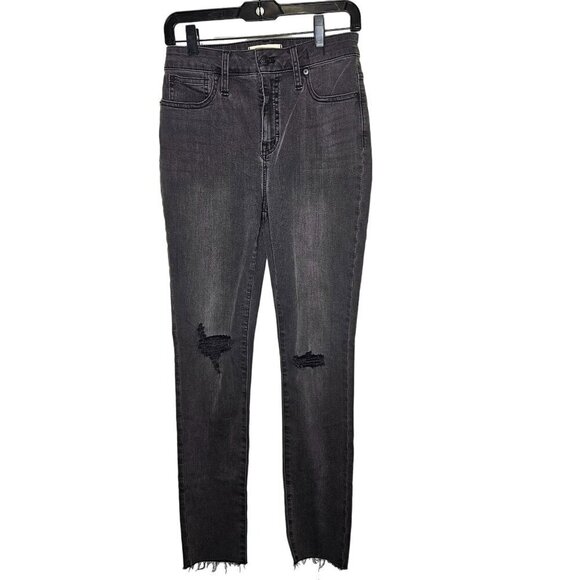 Madewell Curvy High-Rise Skinny Jeans W26 Black Distressed Denim Size 26 - Picture 1 of 15